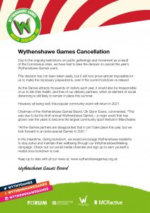 Wythenshawe Games 2020 Cancelled